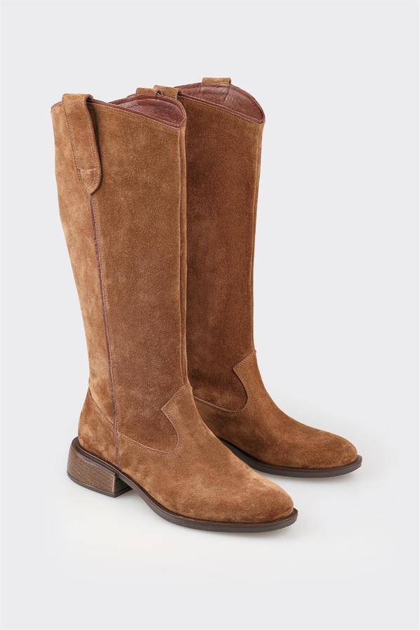 Taba deri kadın çizme - Elle Shoes