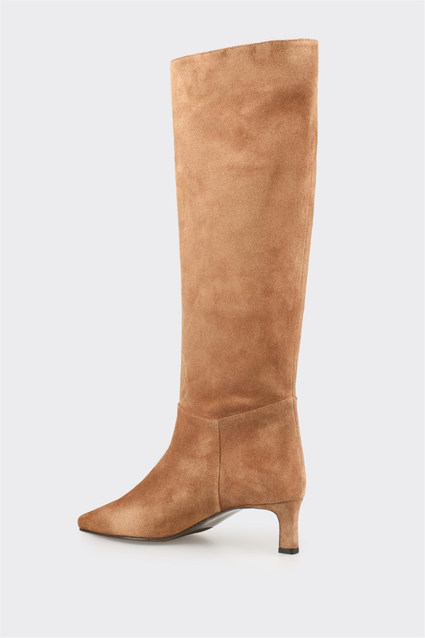 Taba deri topuklu kadın çizme - Elle Shoes