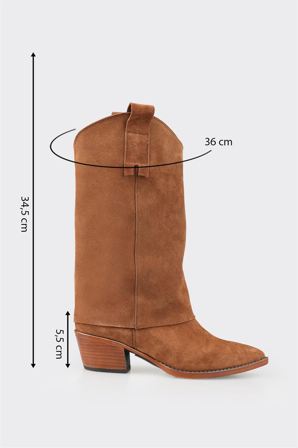Taba deri kadın çizme - Elle Shoes
