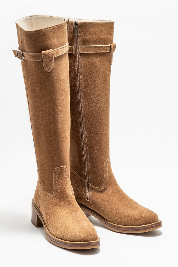 Taba deri kadın çizme - Elle Shoes