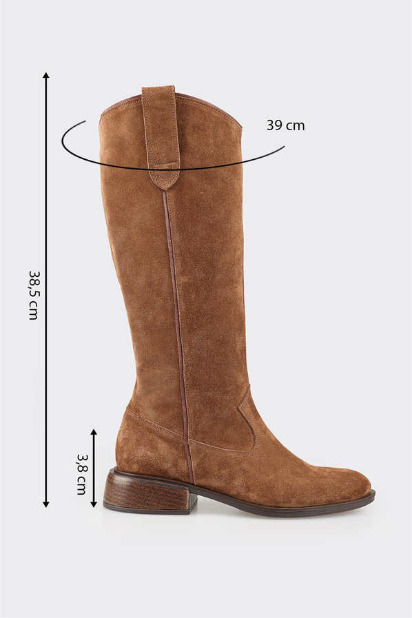 Taba deri kadın çizme - Elle Shoes