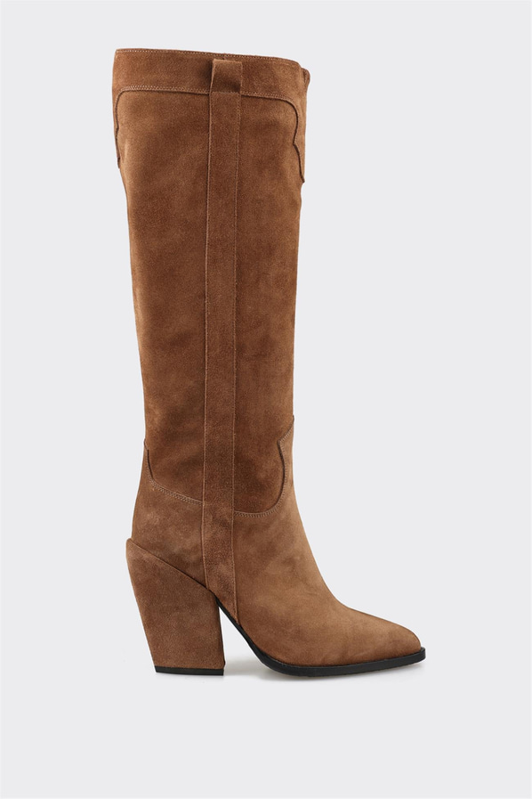 Taba deri kadın çizme - Elle Shoes
