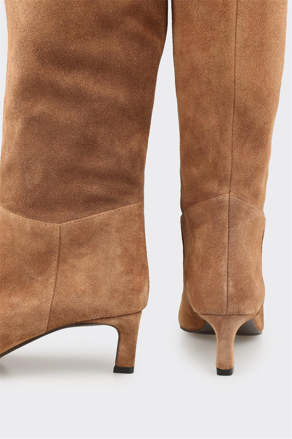 Taba deri topuklu kadın çizme - Elle Shoes