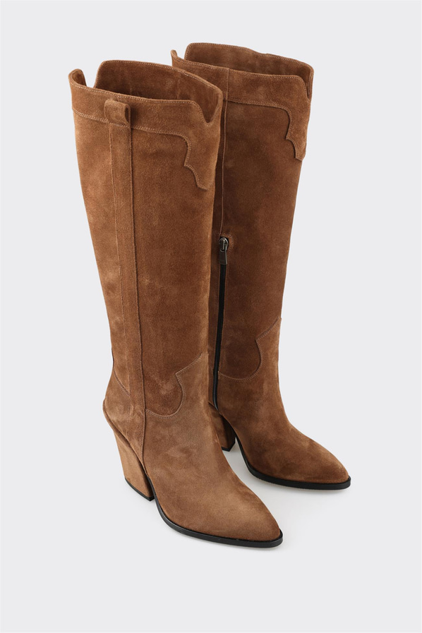 Taba deri kadın çizme - Elle Shoes