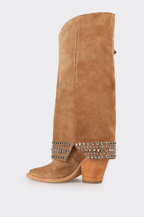 Taba deri kadın çizme - Elle Shoes