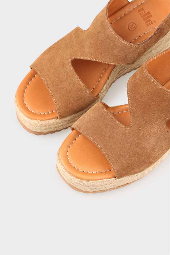 Taba Deri Kadın Dolgu Topuk Espadril