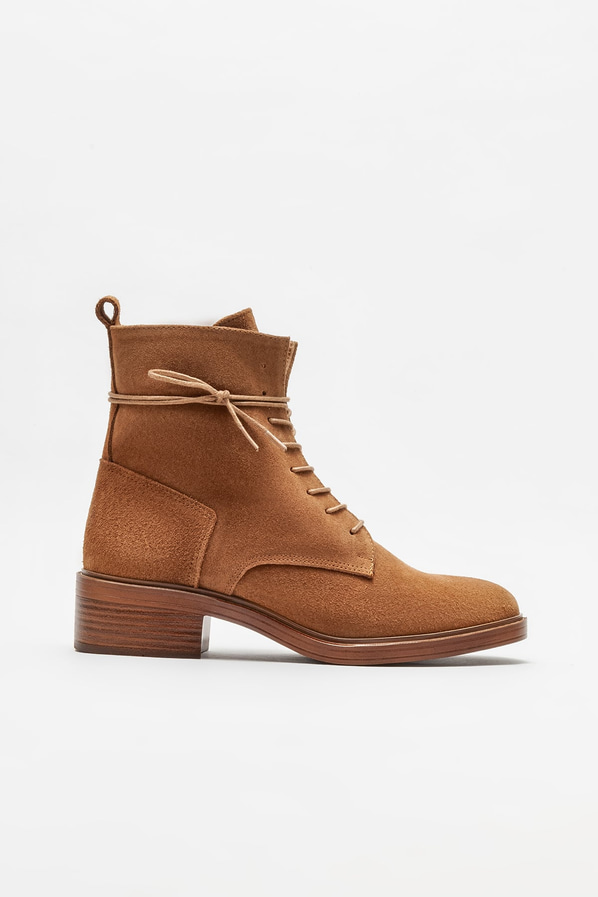 Taba deri düz kadın bot - Elle Shoes