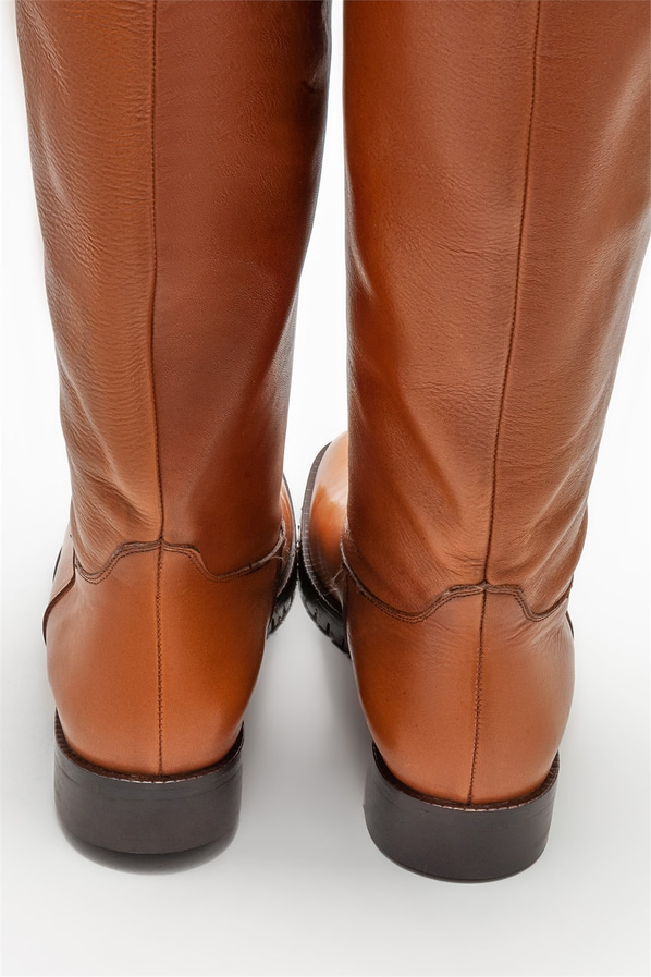 Taba deri düz kadın çizme - Elle Shoes