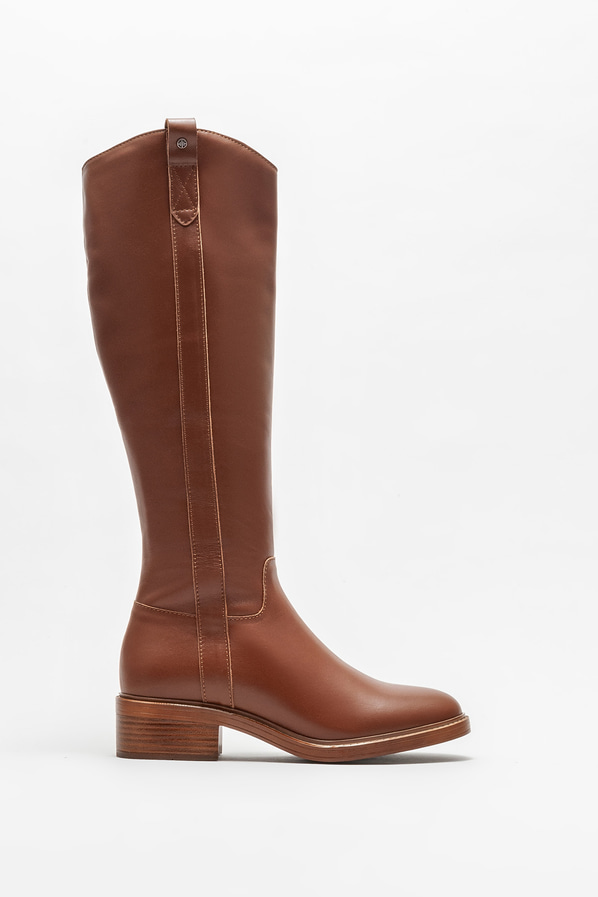 Taba deri düz kadın çizme - Elle Shoes