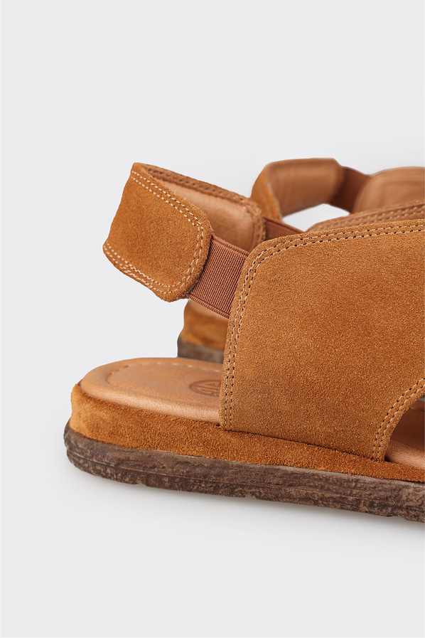 Taba deri düz kadın sandalet - Elle Shoes