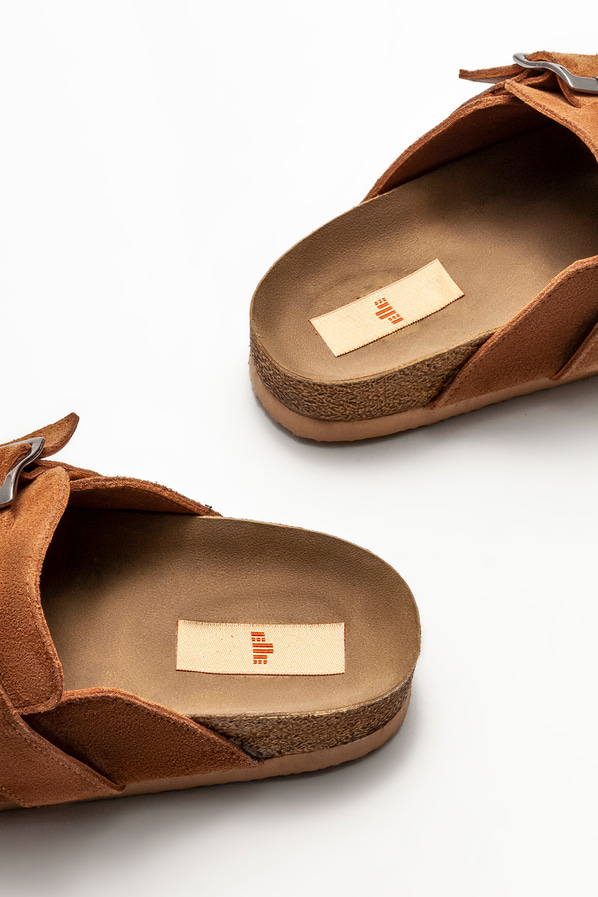Taba deri düz kadın terlik - Elle Shoes