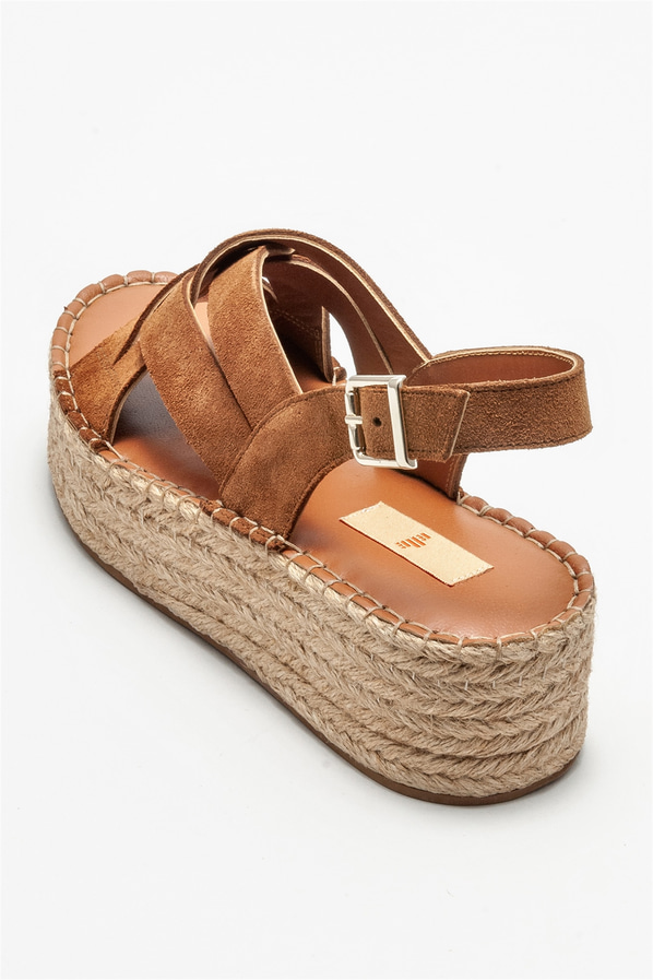 Taba deri kadın espadril - Elle Shoes