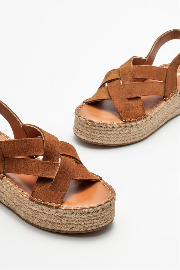 Taba deri kadın espadril - Elle Shoes