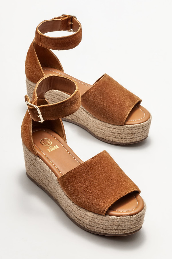 Taba deri kadın espadril - Elle Shoes