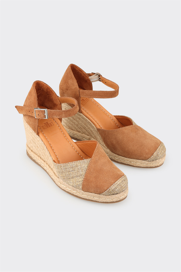 Taba deri kadın espadril - Elle Shoes