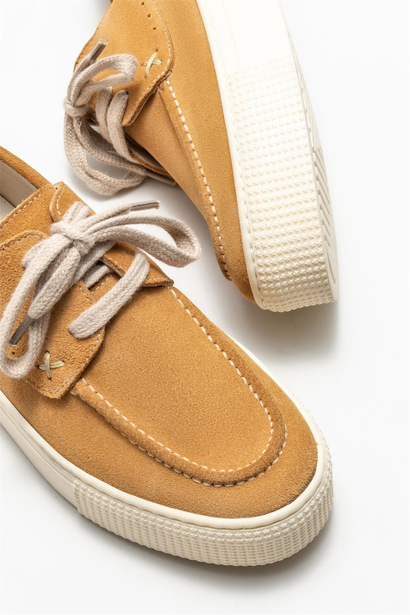 Taba deri kadın ayakkabı, günlük kullanım için - Elle Shoes