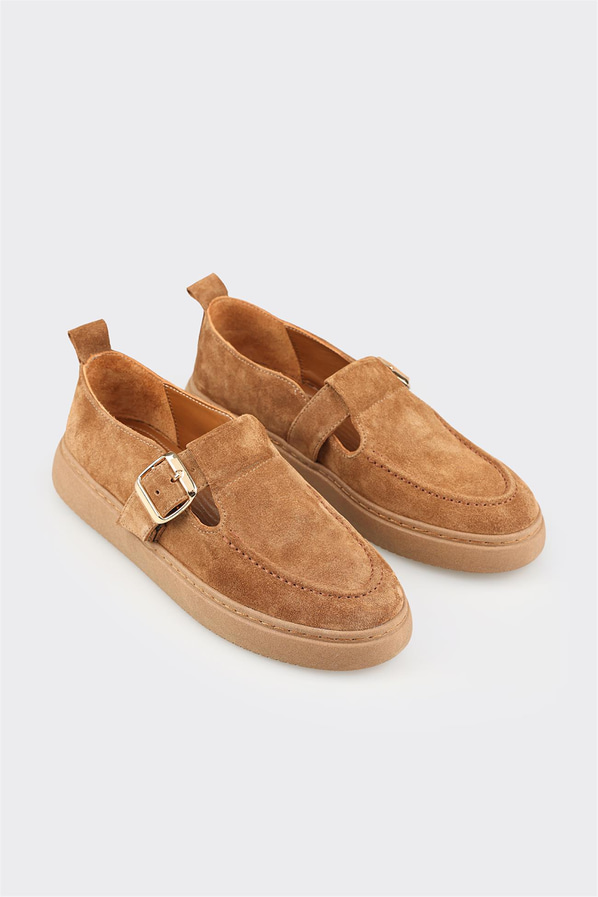 Taba Deri Kadın Günlük Ayakkabı