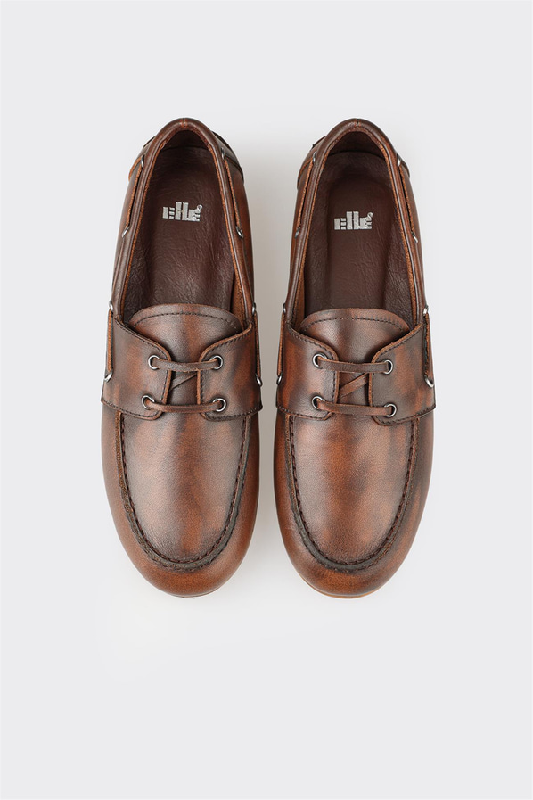 Taba deri kadın düz ayakkabı, günlük kullanım için - Elle Shoes