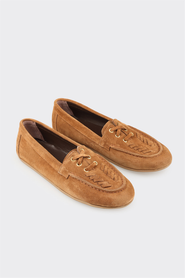 Taba deri kadın günlük ayakkabı, günlük kullanım için - Elle Shoes