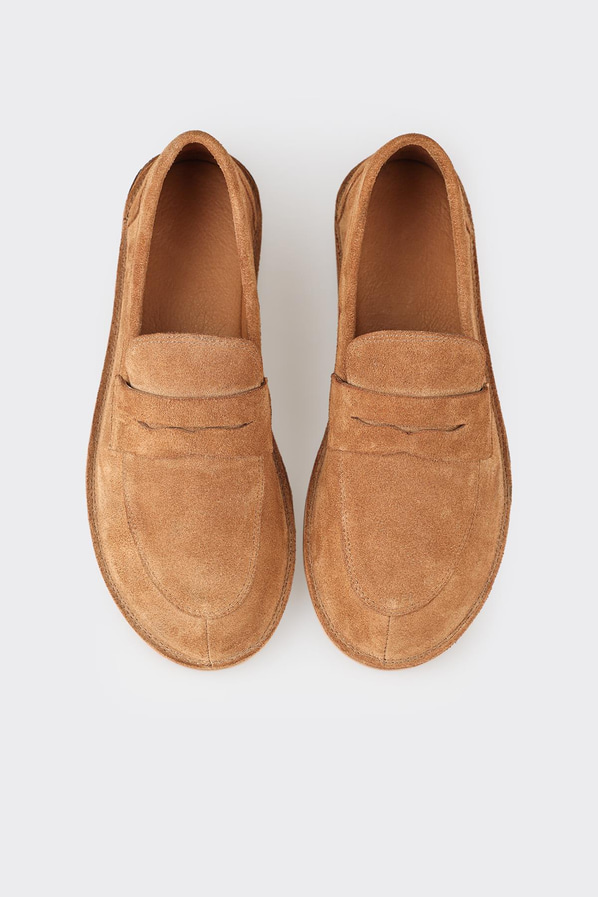 Taba kahve deri kadın loafer, ofis stili için - Elle Shoes