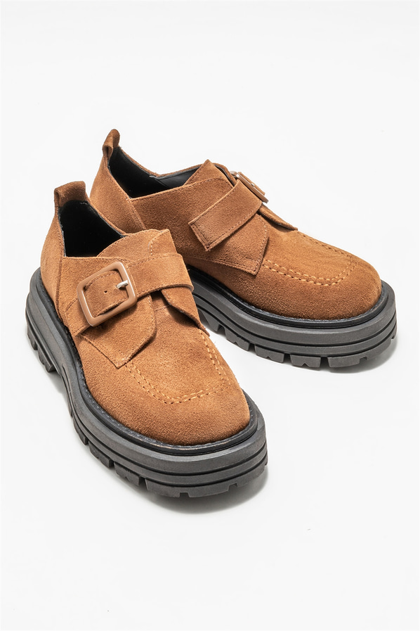 Taba deri kadın ayakkabı, günlük kullanım için - Elle Shoes