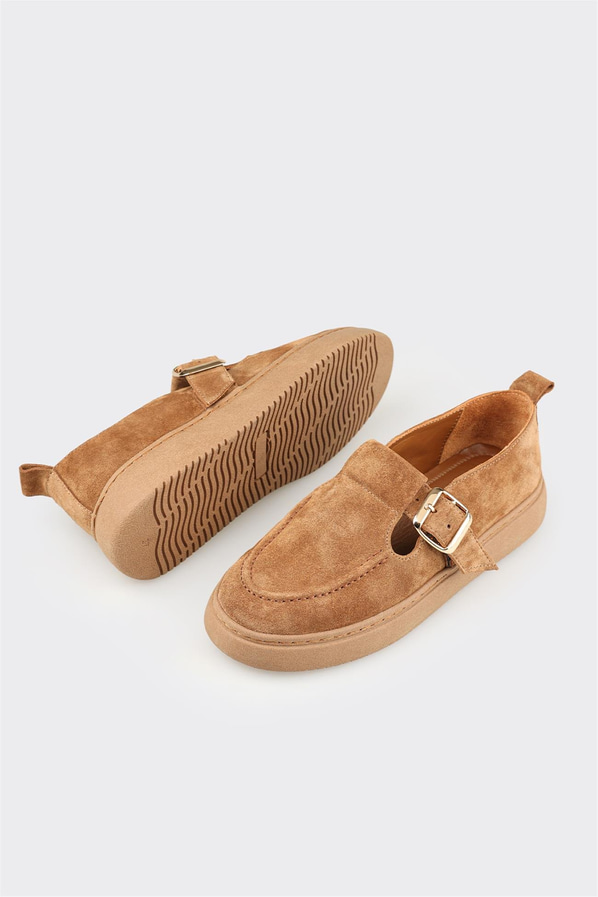 Taba Deri Kadın Günlük Ayakkabı