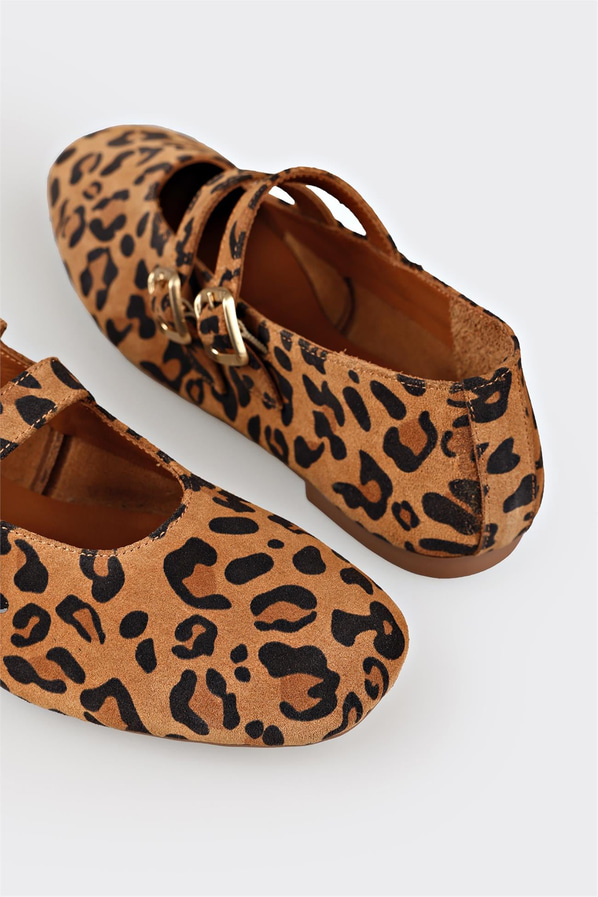 Taba deri simli kadın babet, ofis stili için - Elle Shoes