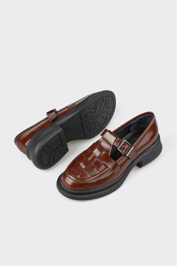 Taba deri kadın loafer, günlük kullanım için - Elle Shoes