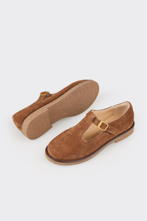 Taba deri kadın düz ayakkabı, günlük kullanım için - Elle Shoes