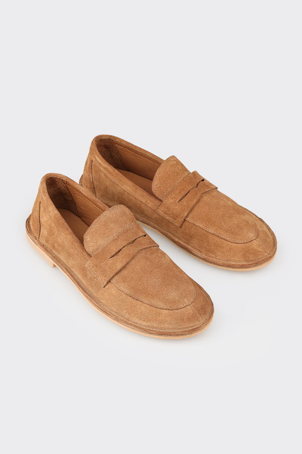Taba kahve deri kadın loafer, ofis stili için - Elle Shoes