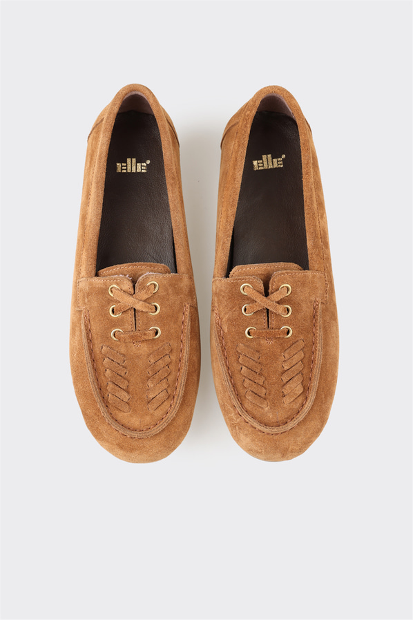 Taba deri kadın günlük ayakkabı, günlük kullanım için - Elle Shoes