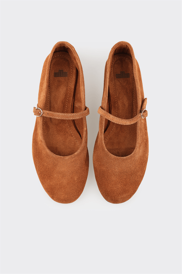 Taba deri kadın babet, günlük kullanım için - Elle Shoes