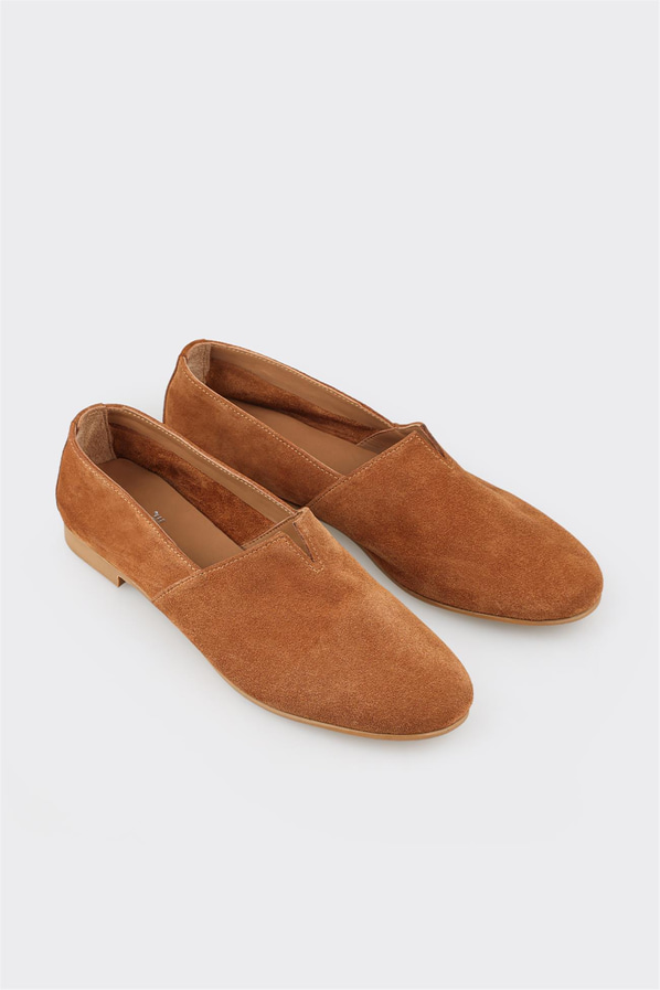 Taba deri kadın düz ayakkabı, günlük kullanım için - Elle Shoes