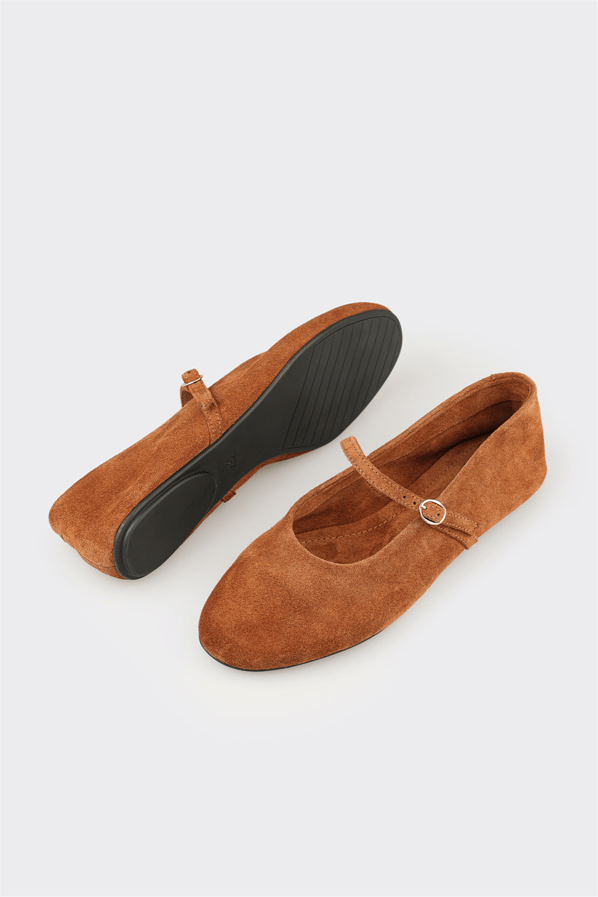 Taba deri kadın babet, günlük kullanım için - Elle Shoes