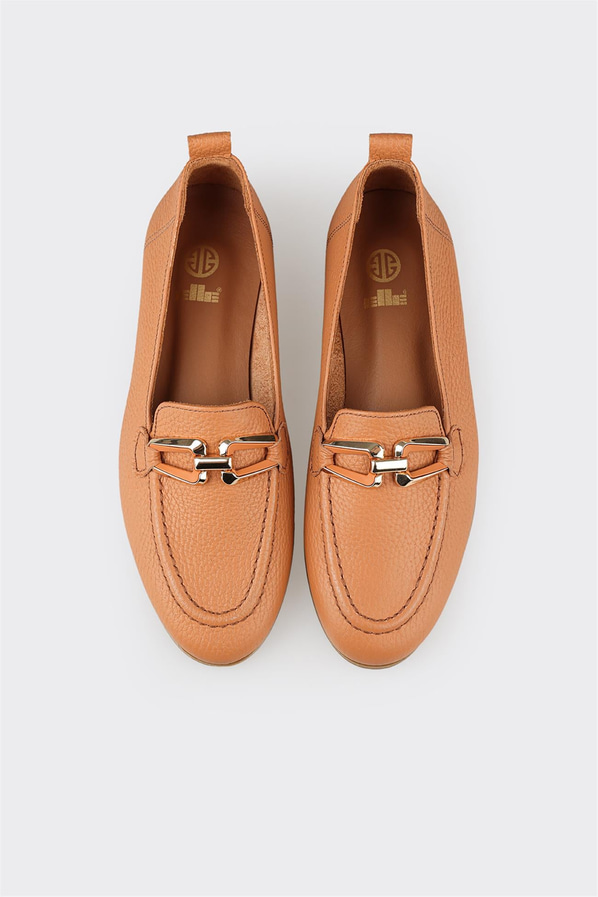 Taba deri kadın loafer, rahat kullanım için - Elle Shoes