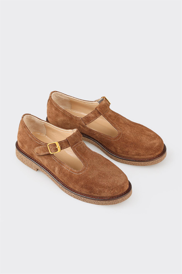 Taba deri kadın düz ayakkabı, günlük kullanım için - Elle Shoes