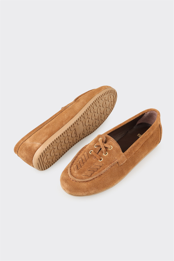 Taba deri kadın günlük ayakkabı, günlük kullanım için - Elle Shoes