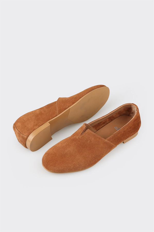 Taba deri kadın düz ayakkabı, günlük kullanım için - Elle Shoes