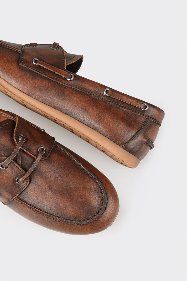 Taba deri kadın düz ayakkabı, günlük kullanım için - Elle Shoes