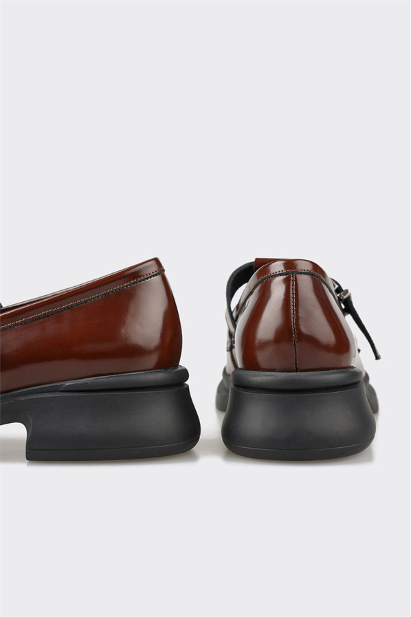 Taba deri kadın loafer, günlük kullanım için - Elle Shoes