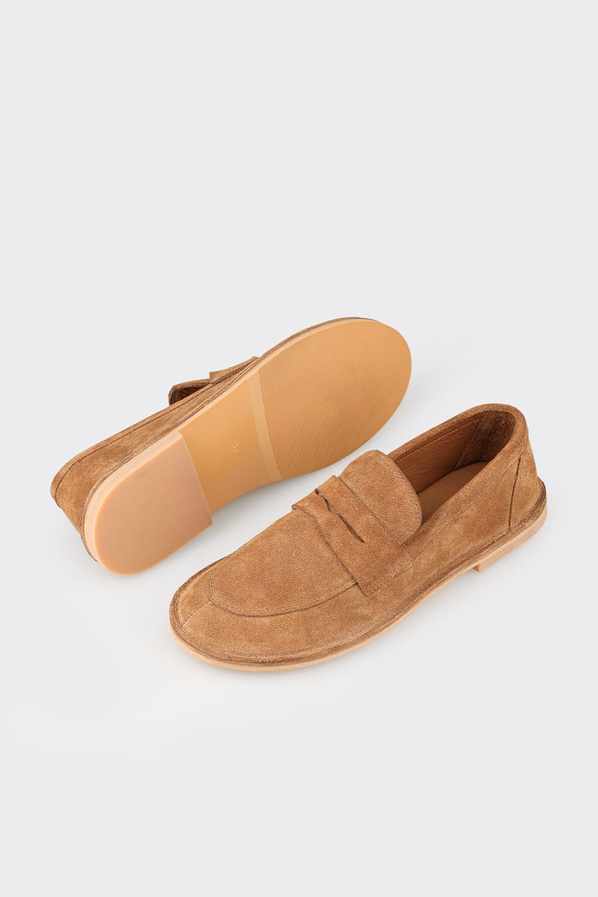 Taba kahve deri kadın loafer, ofis stili için - Elle Shoes