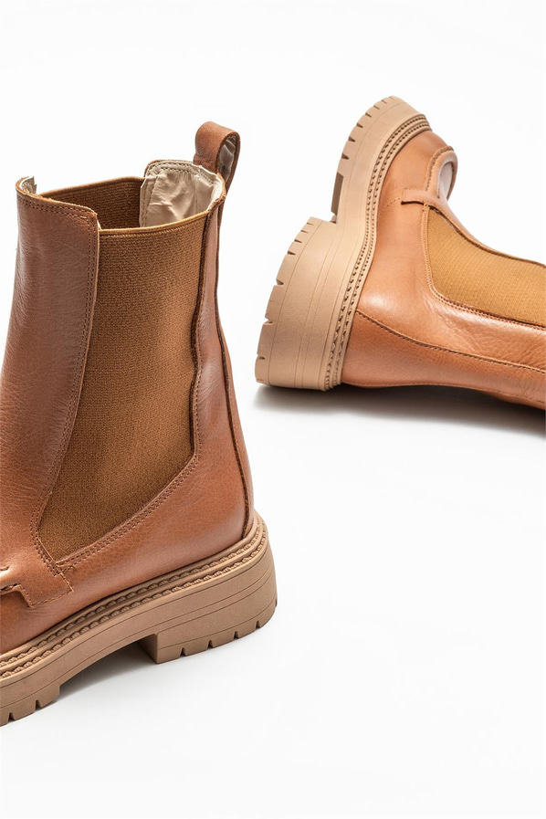 Taba deri kadın chelsea bot, günlük kullanım için - Elle Shoes