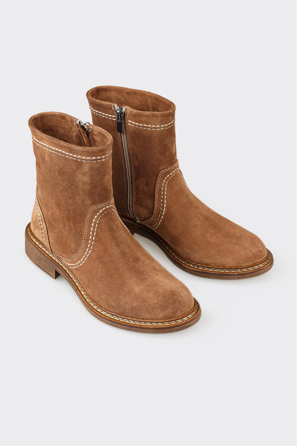 Taba deri kadın bot, günlük kullanım için - Elle Shoes