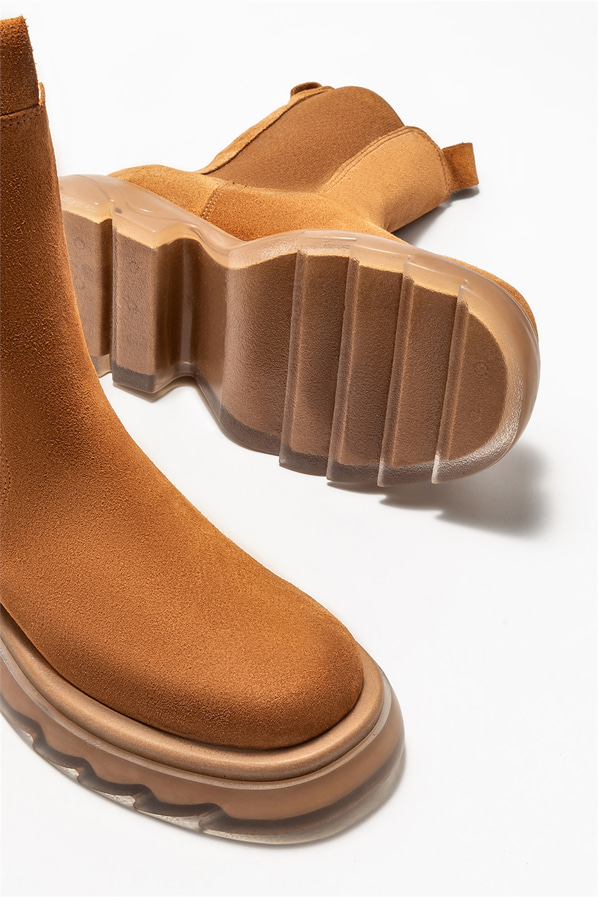 Taba deri kadın bot, günlük kullanım için - Elle Shoes