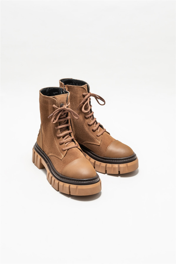 Taba deri kadın bot, günlük kullanım için - Elle Shoes
