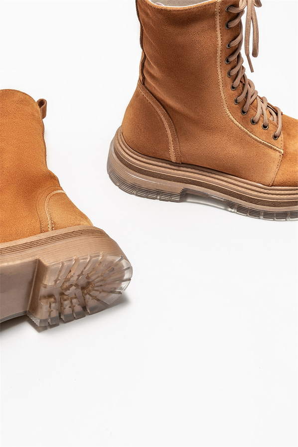 Taba deri kadın bot, günlük kullanım için - Elle Shoes