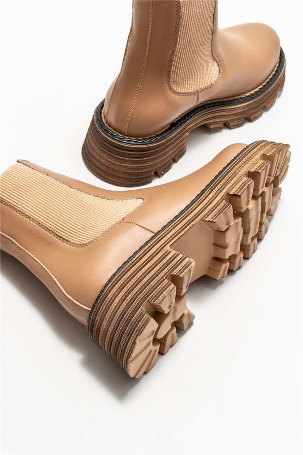 Taba deri kadın bot, günlük kullanım için - Elle Shoes