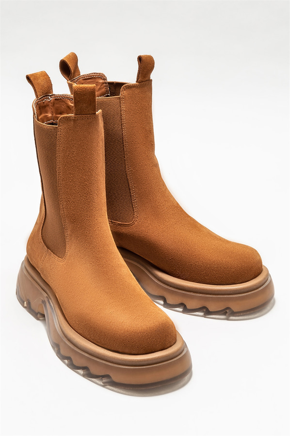 Taba deri kadın bot, günlük kullanım için - Elle Shoes