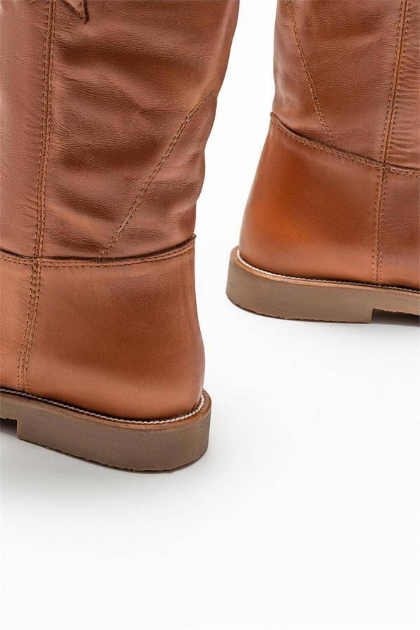 Taba deri kadın bot, günlük kullanım için - Elle Shoes