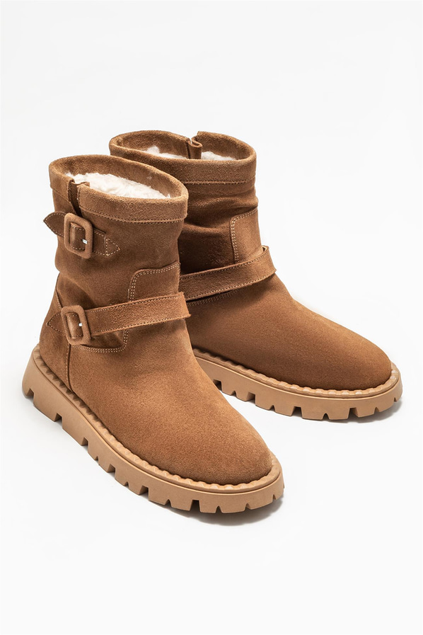 Taba deri kadın bot, günlük kullanım için - Elle Shoes